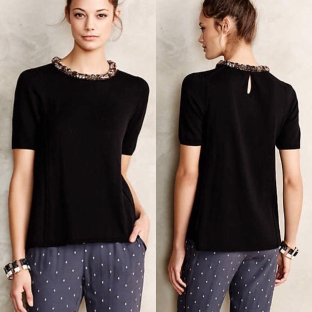 Anthropologie HWR jewel neck sweater